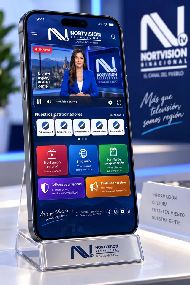 Aplicación de Nortvisión con la señal en vivo en un teléfono