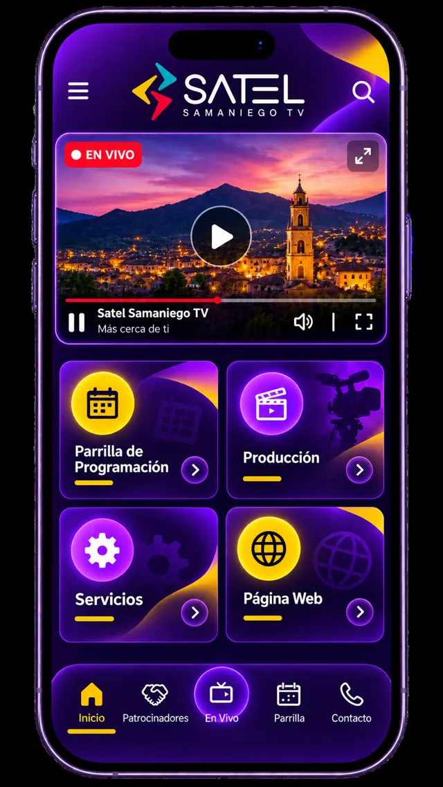 Aplicación del Canal Satel en un teléfono