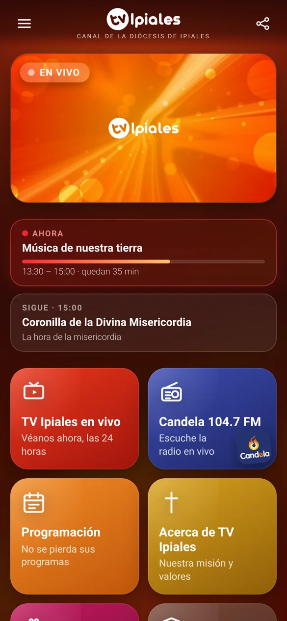 Aplicación de un canal con el programa al aire y el siguiente