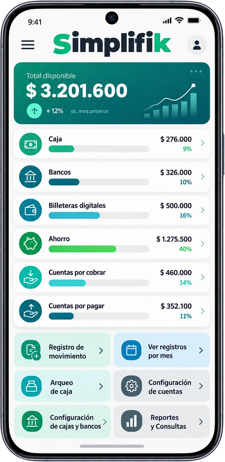 Simplifik en la pantalla de un celular