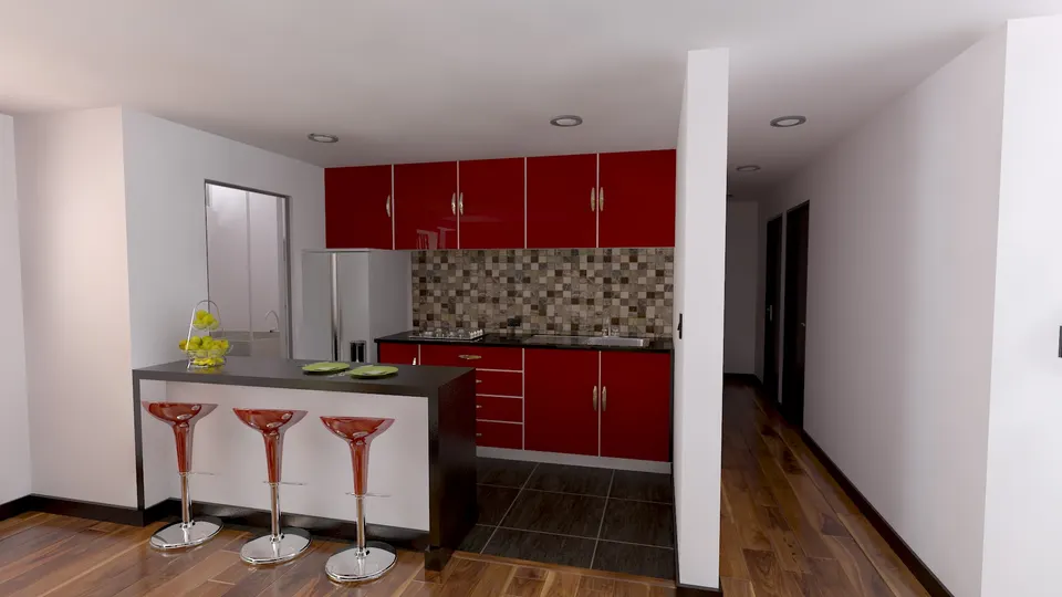 9 Render Interno Cocina Pasillo